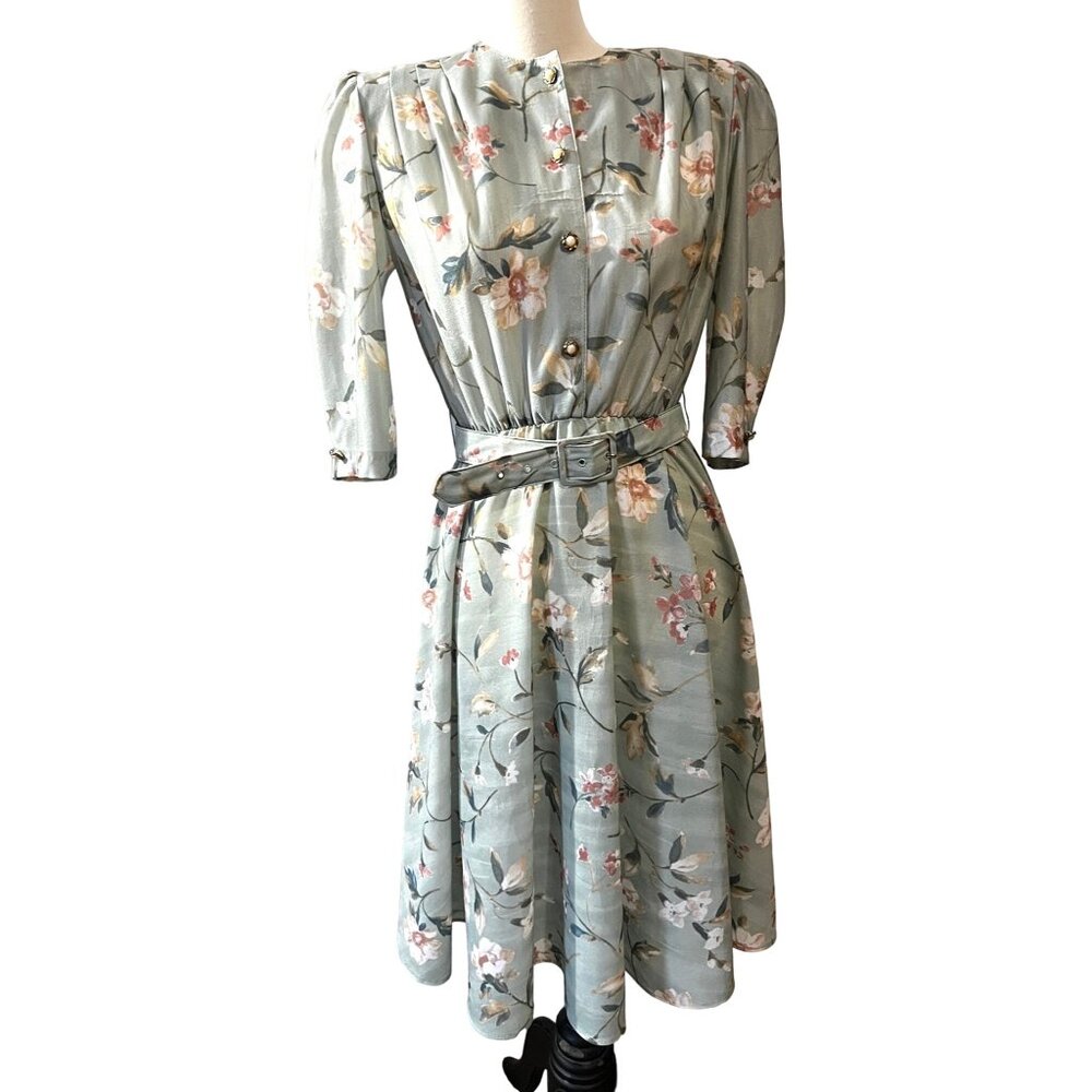 Vintage Cottage Core Floral Seventies Midi Dress Sz 12 Petite by California Look - Picture 7 of 13